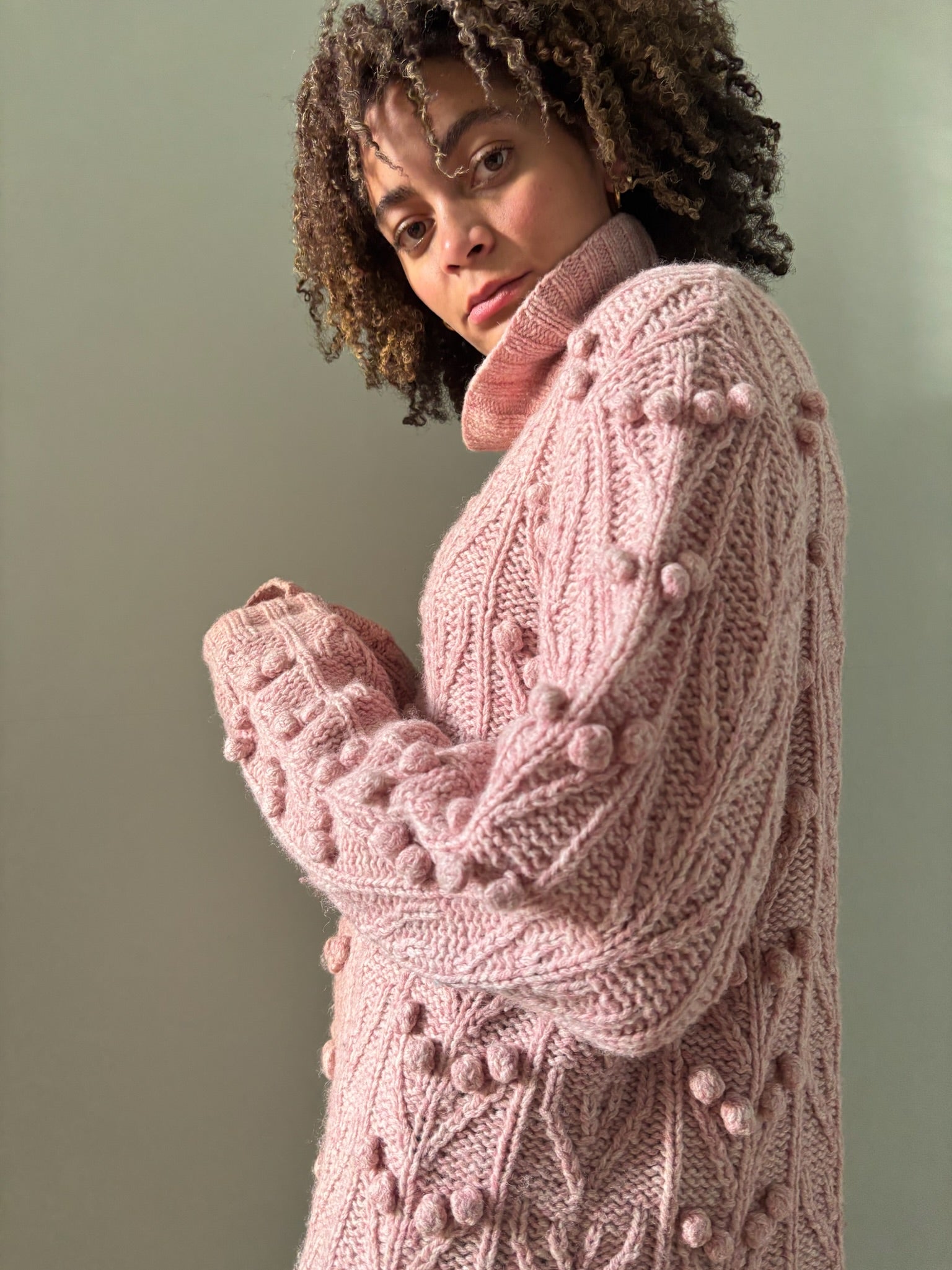 Vintage chunky pom pom knit jumper