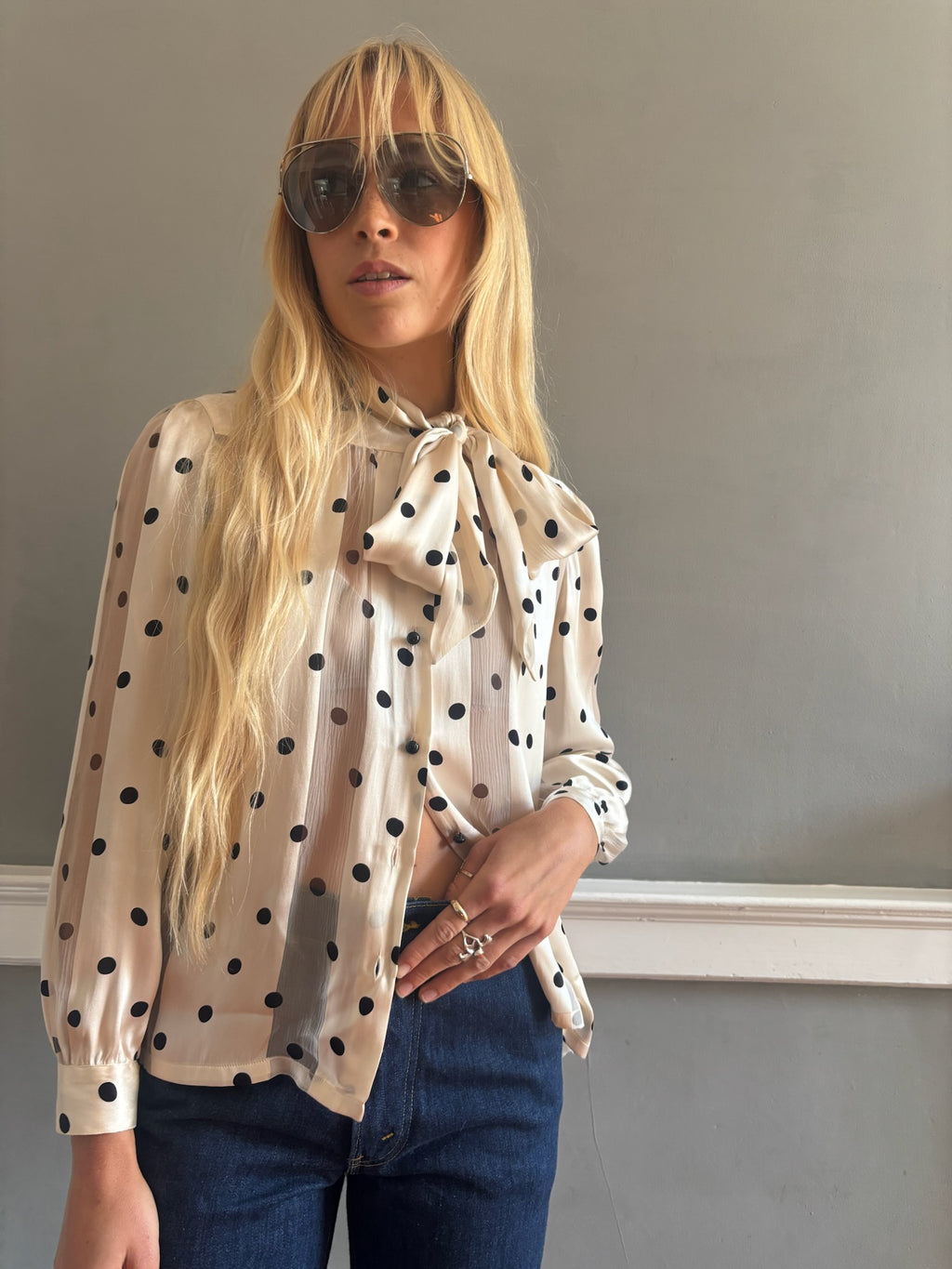 Vintage Louis Fèraud silk satin blouse