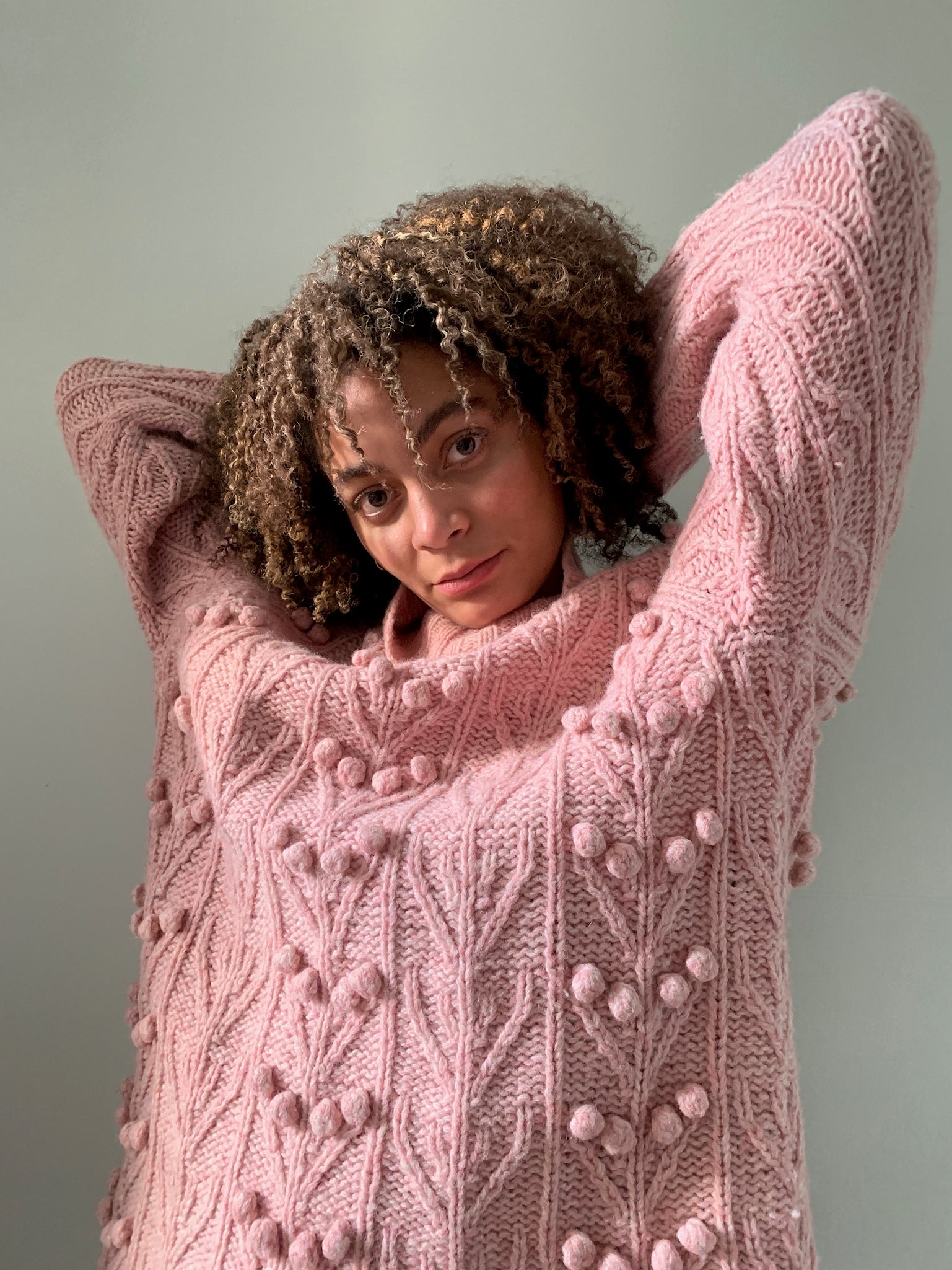 Vintage chunky pom pom knit jumper