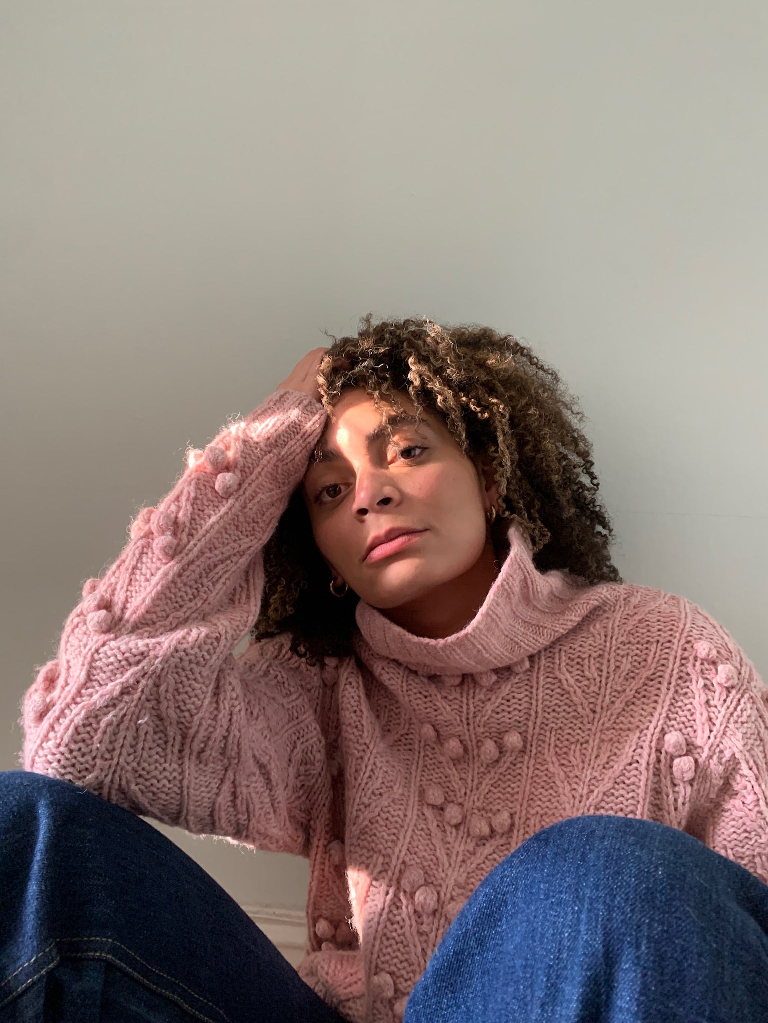 Vintage chunky pom pom knit jumper