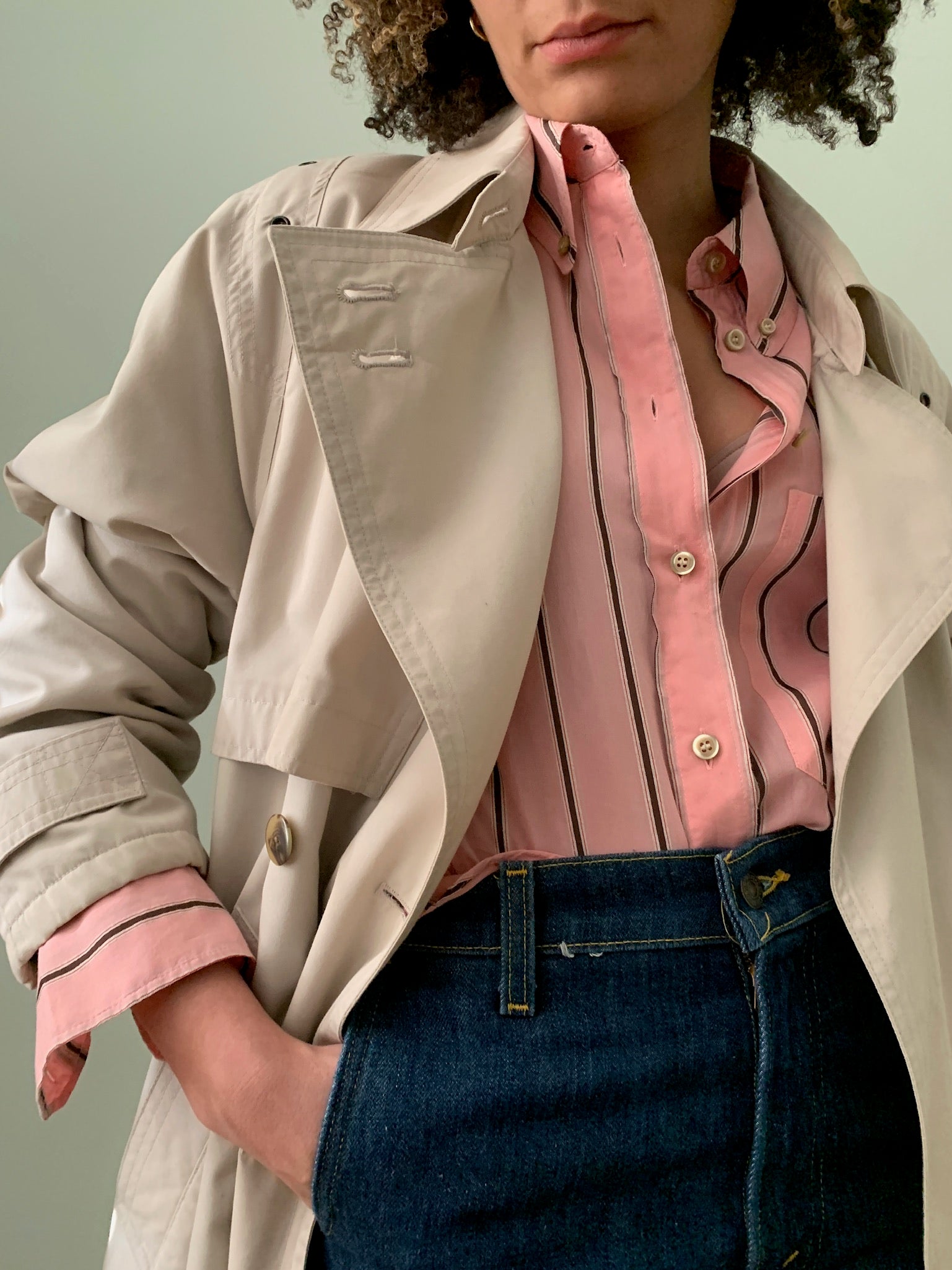 Vintage trench coat with eyelet details
