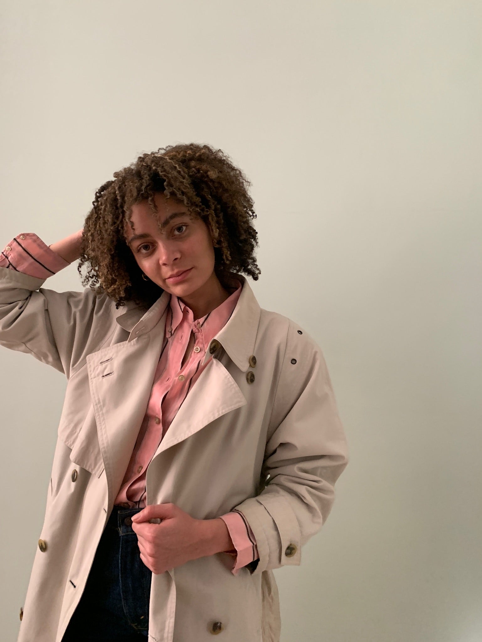 Vintage trench coat with eyelet details