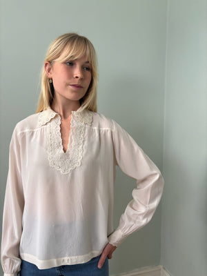 Vintage silk embroidered blouse