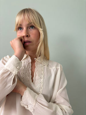 Vintage silk embroidered blouse