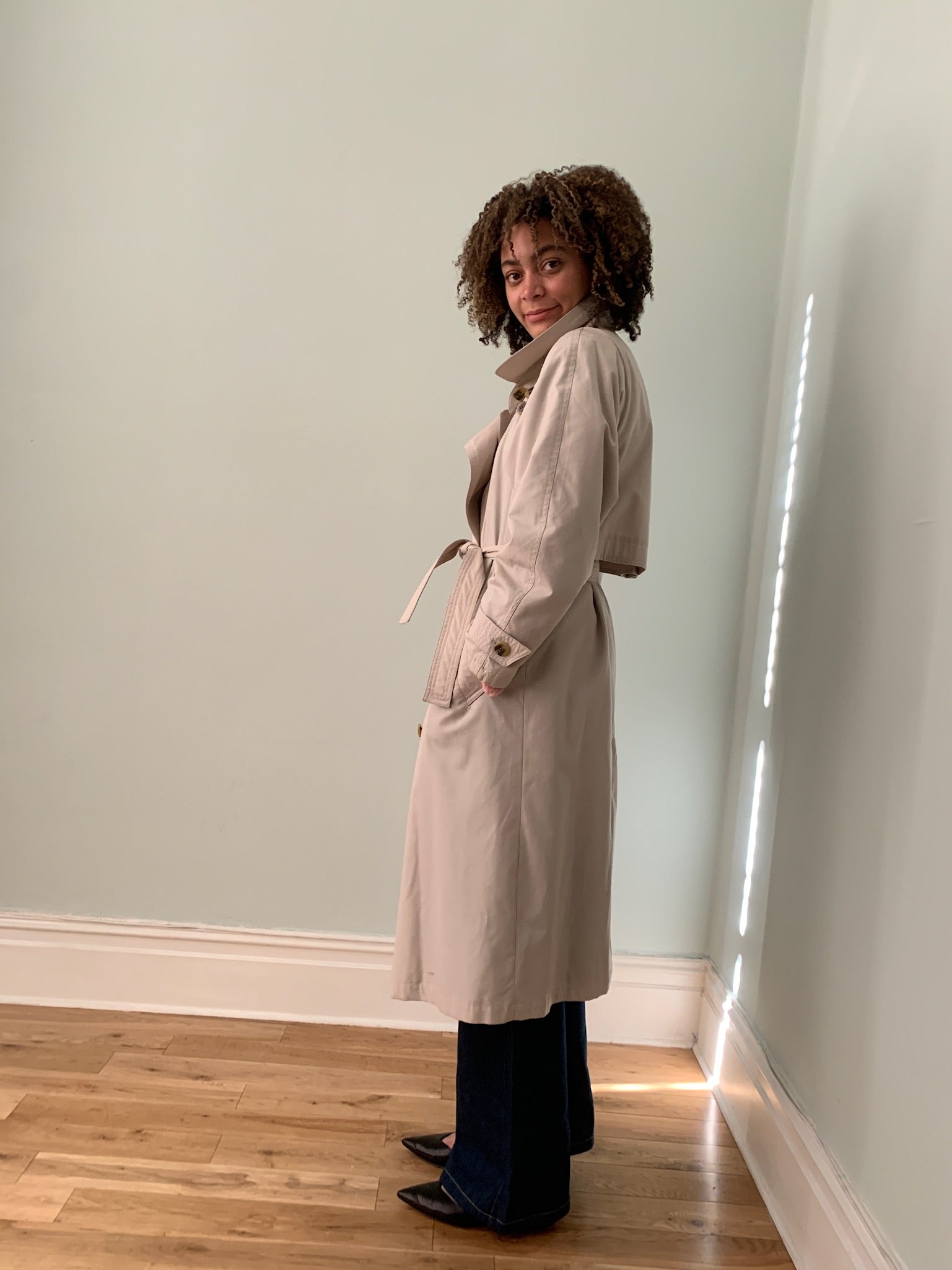 Vintage trench coat with eyelet details