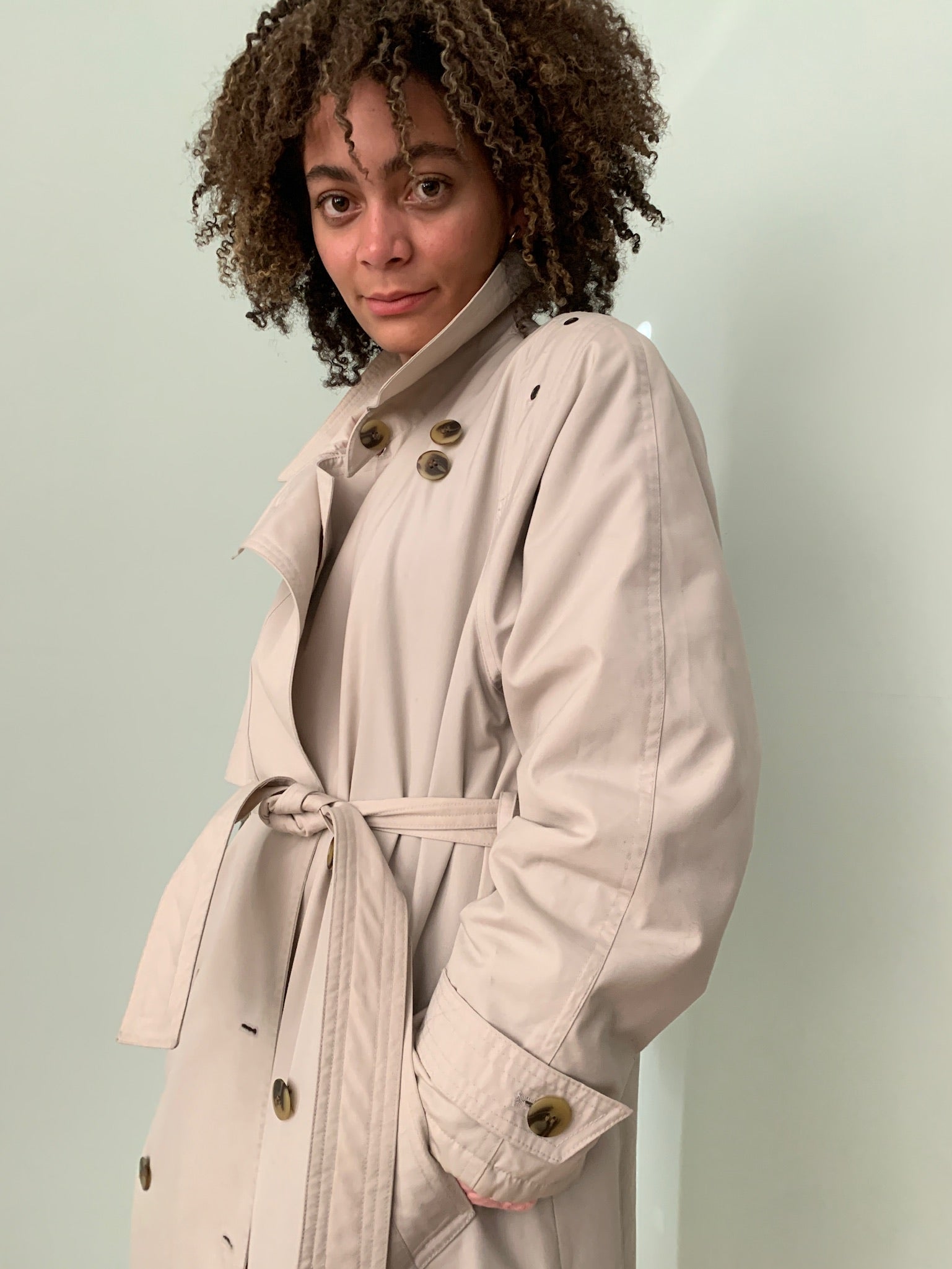 Vintage trench coat with eyelet details
