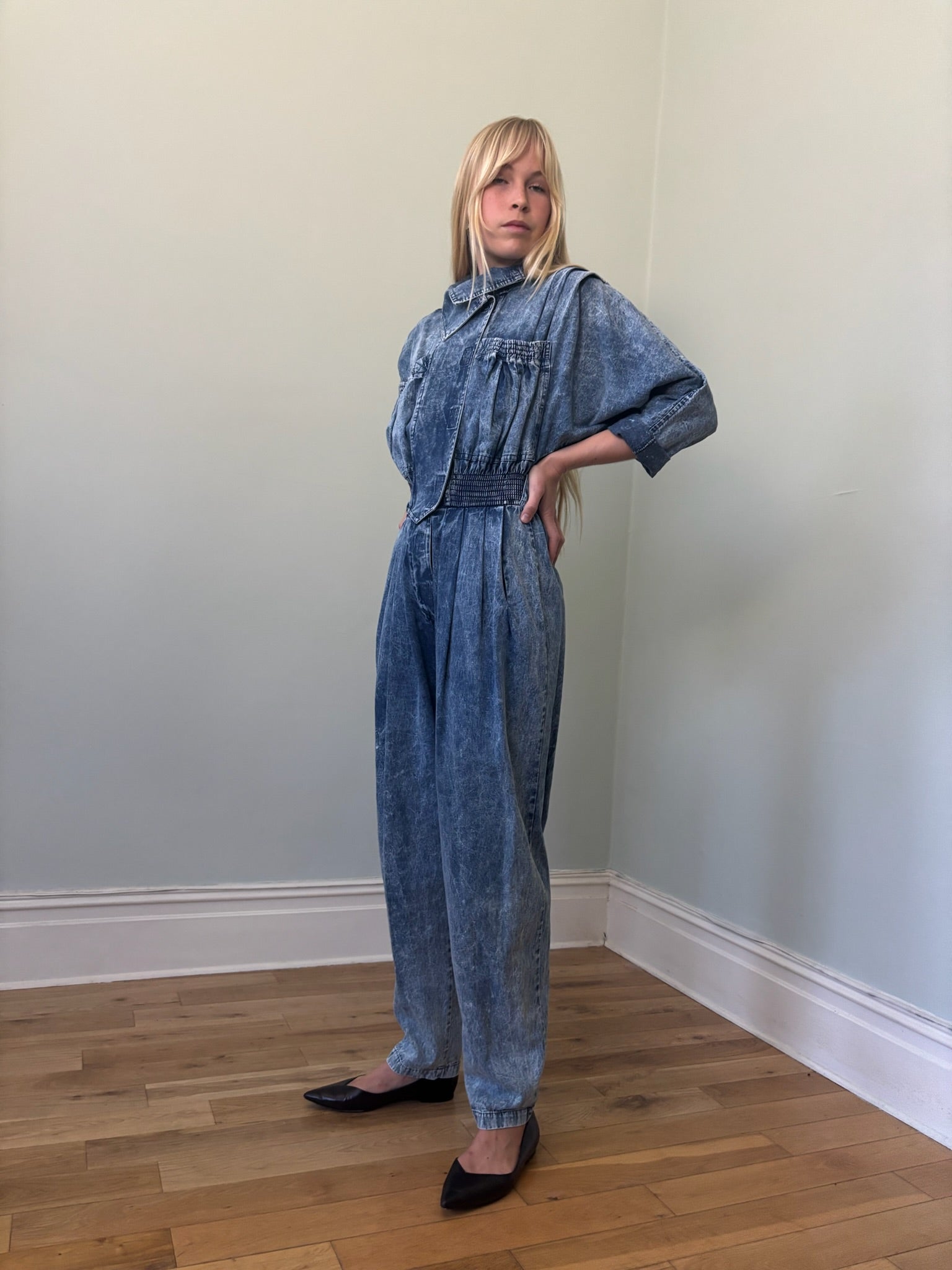 Karen Alexander vintage acid wash denim boilersuit