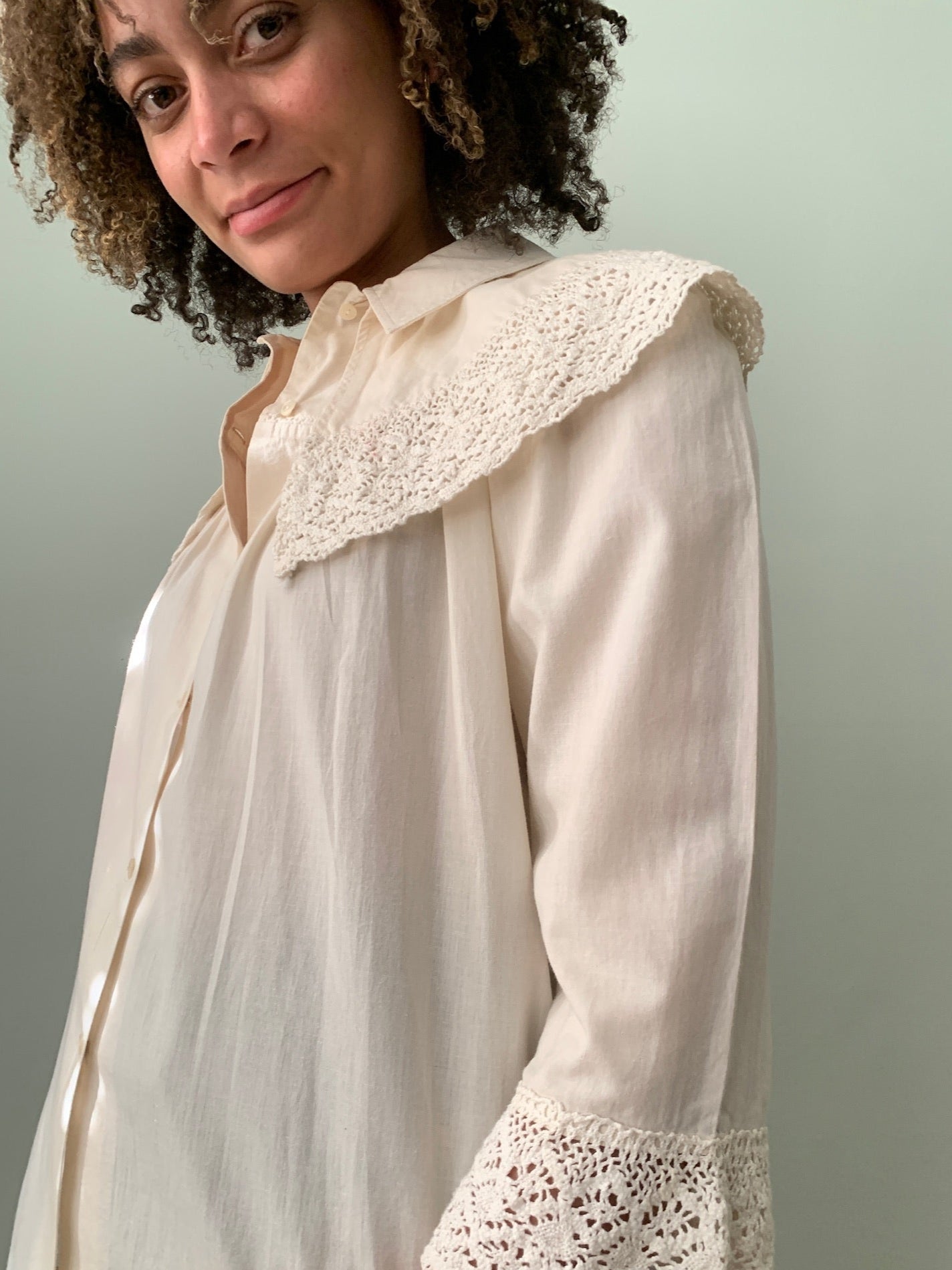 Laura Ashley vintage shawl collar blouse