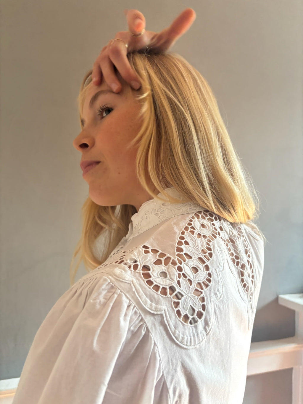 Vintage cotton broderie blouse