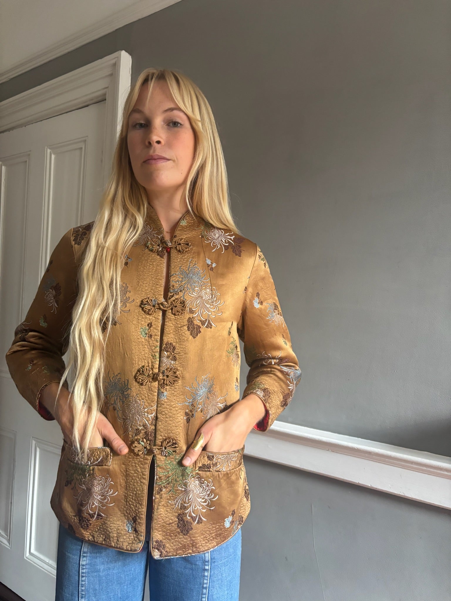 Vintage 1980's jacquard Chinese jacket