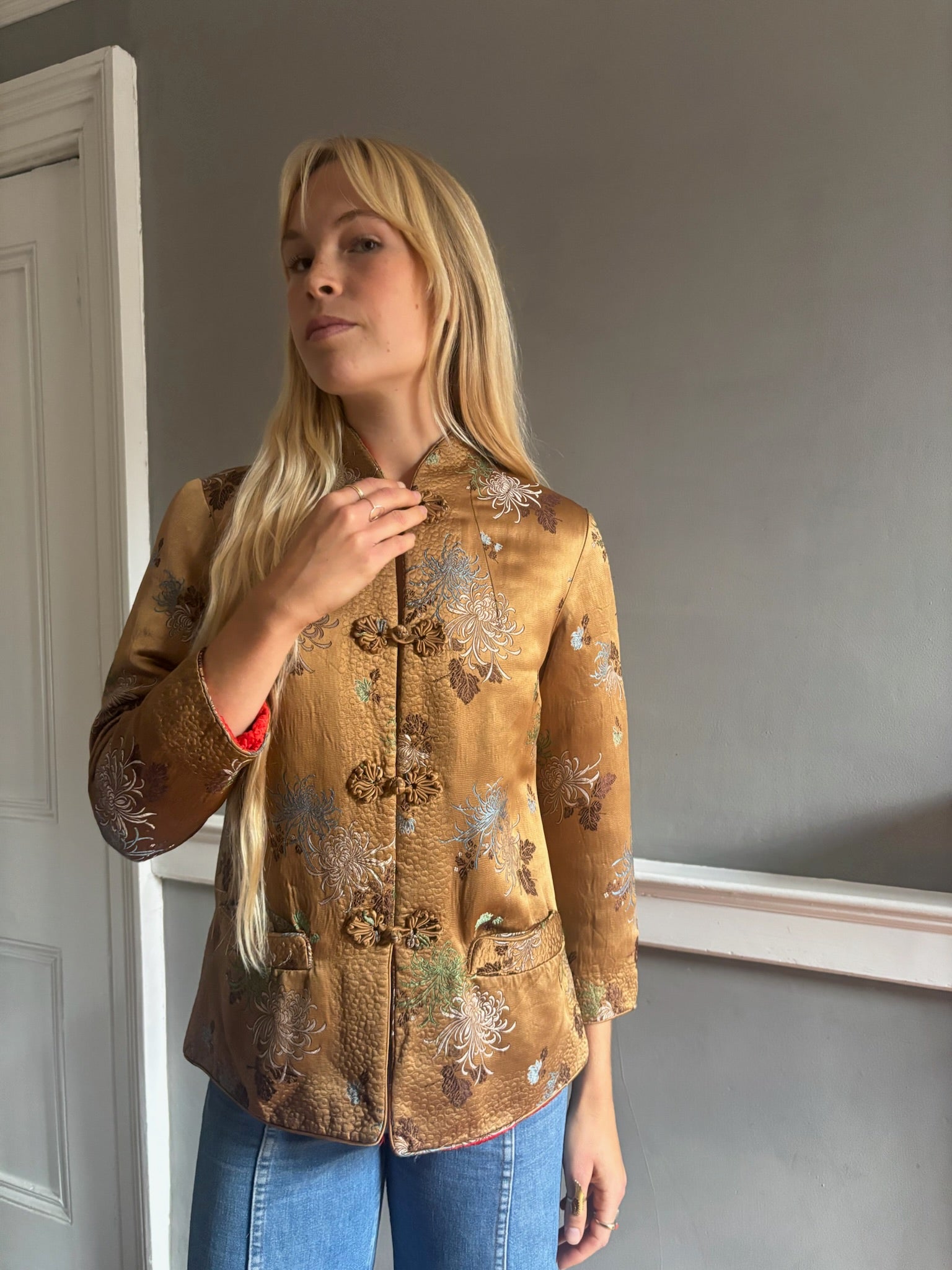Vintage 1980's jacquard Chinese jacket