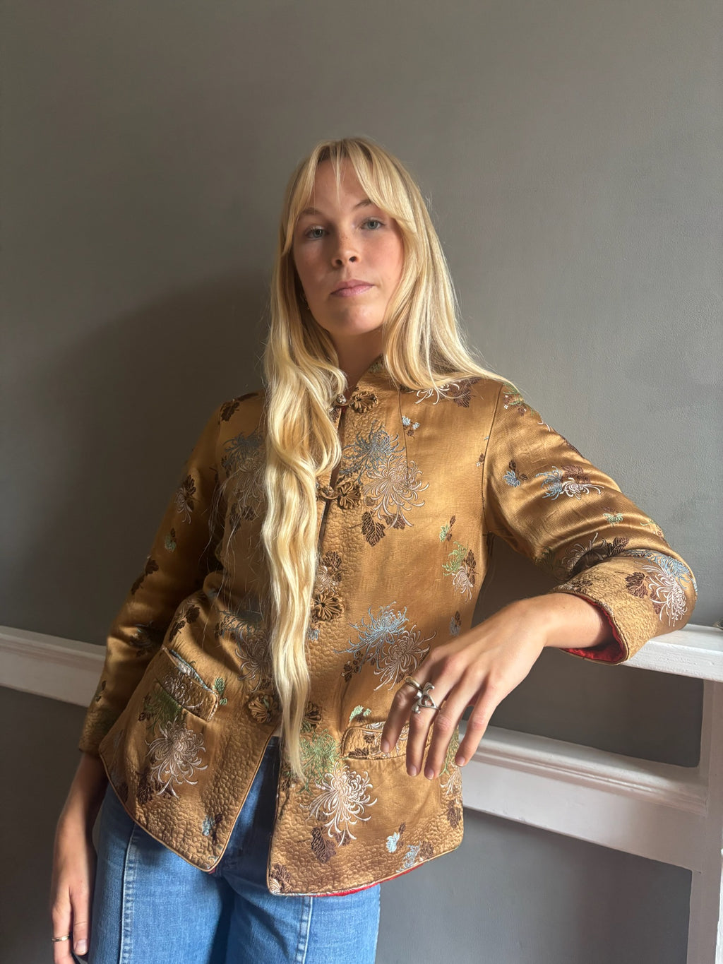 Vintage 1980's jacquard Chinese jacket