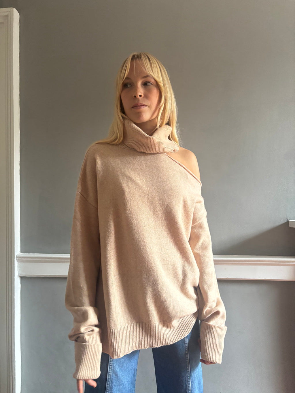 Cashmere open shoulder knit by Paige