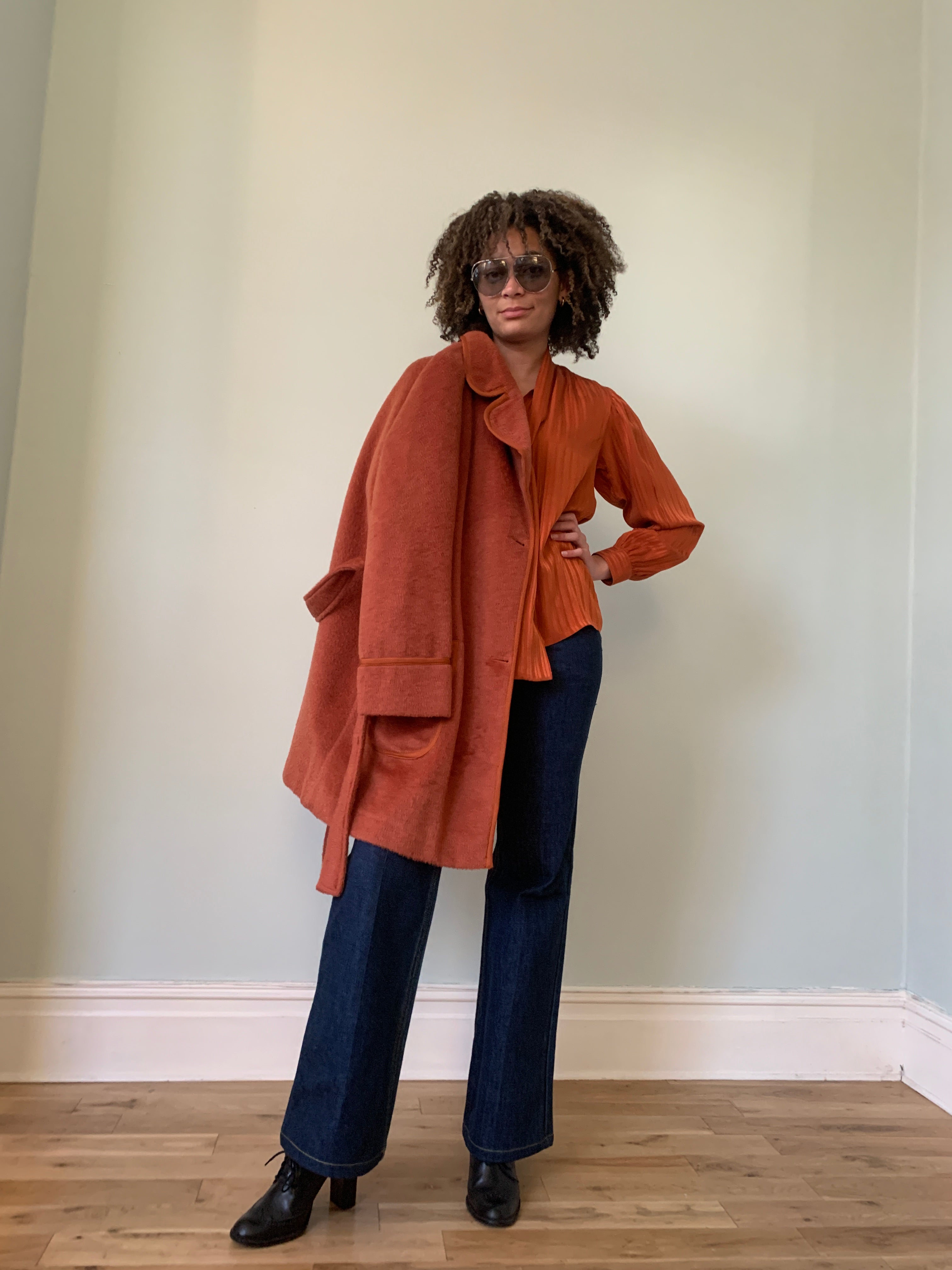 Vintage belted wool & mohair coat