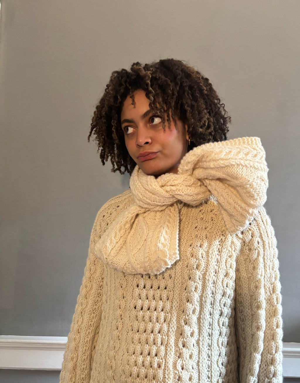 Vintage Aran super long jumper