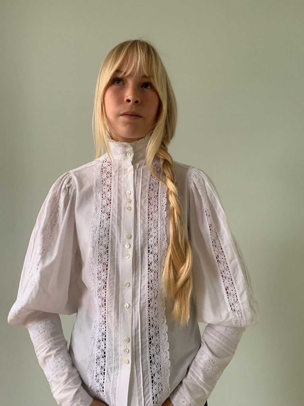 Laura Ashley 1970s cotton and lace blouse