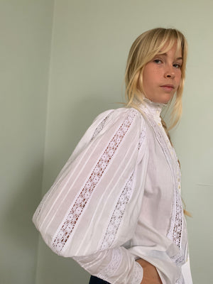 Laura Ashley 1970s cotton and lace blouse