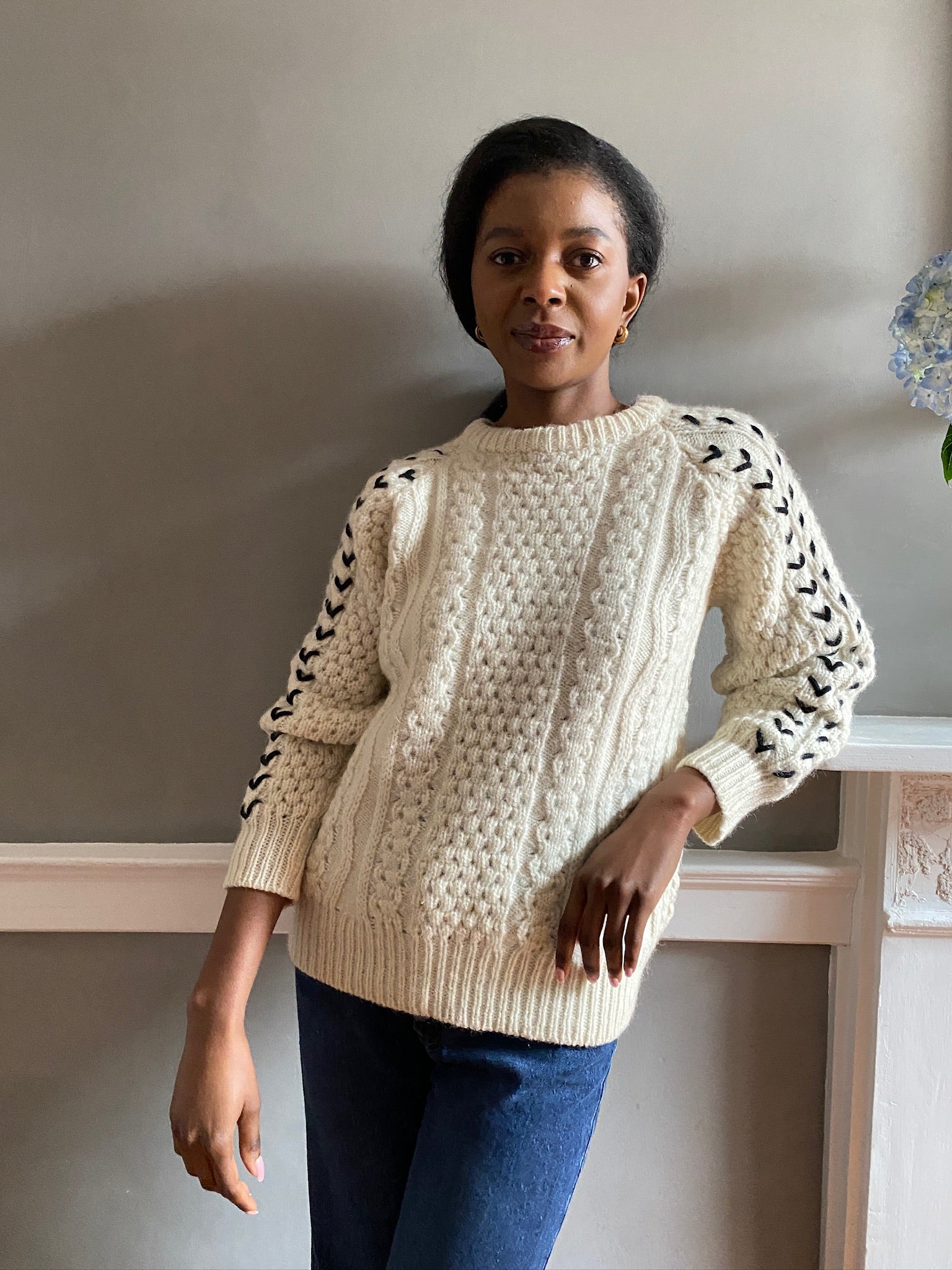 Limited edition hand cord work aran jumper 6