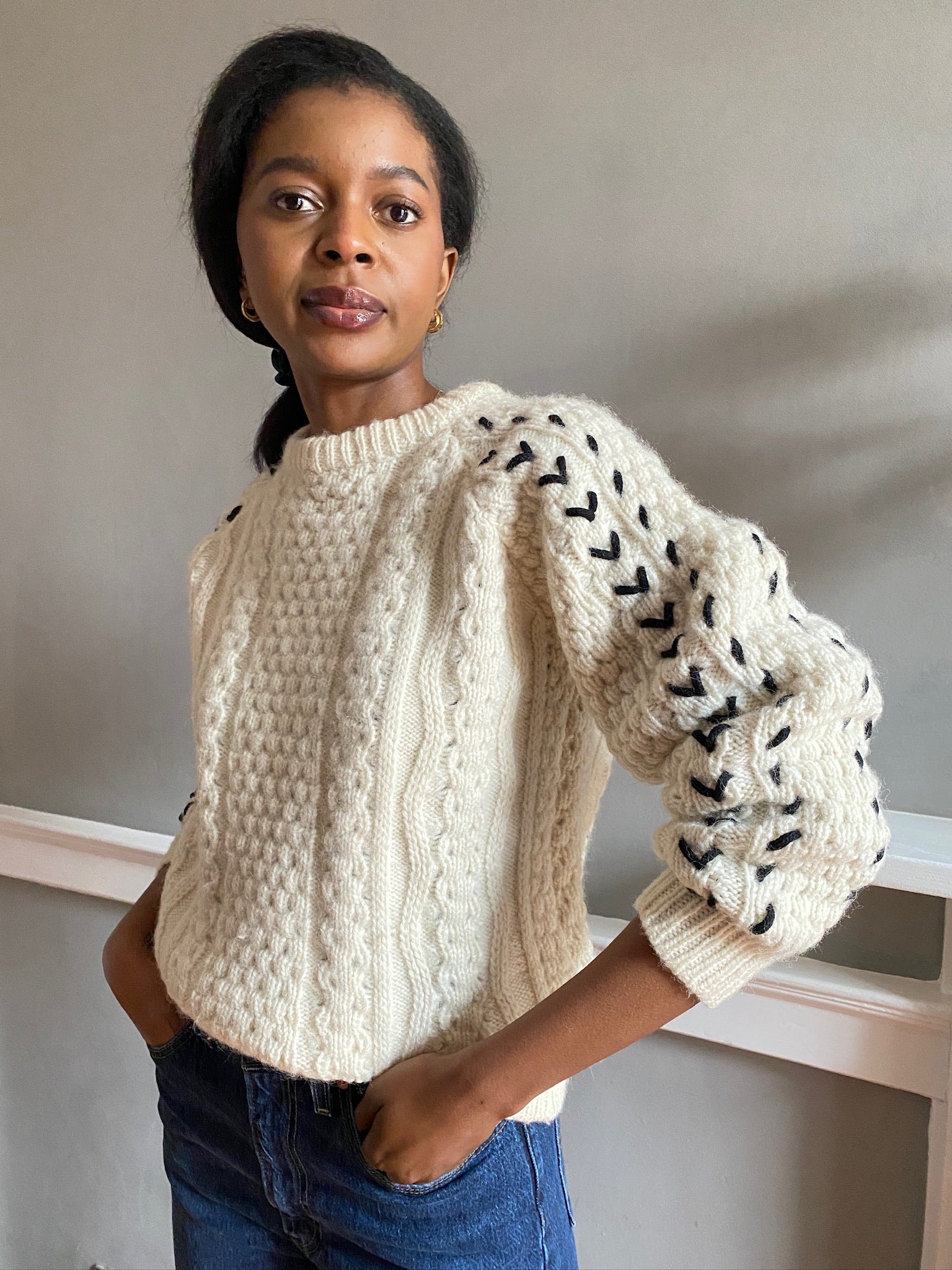Limited edition hand cord work aran jumper 6