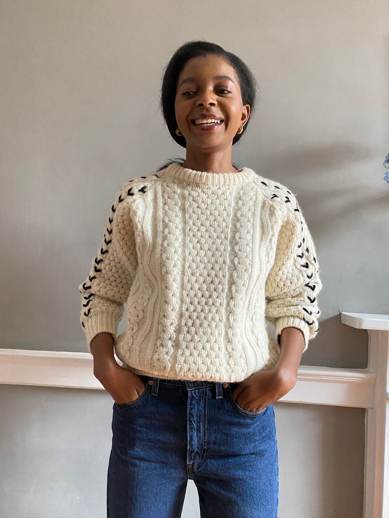 Limited edition hand cord work aran jumper 6