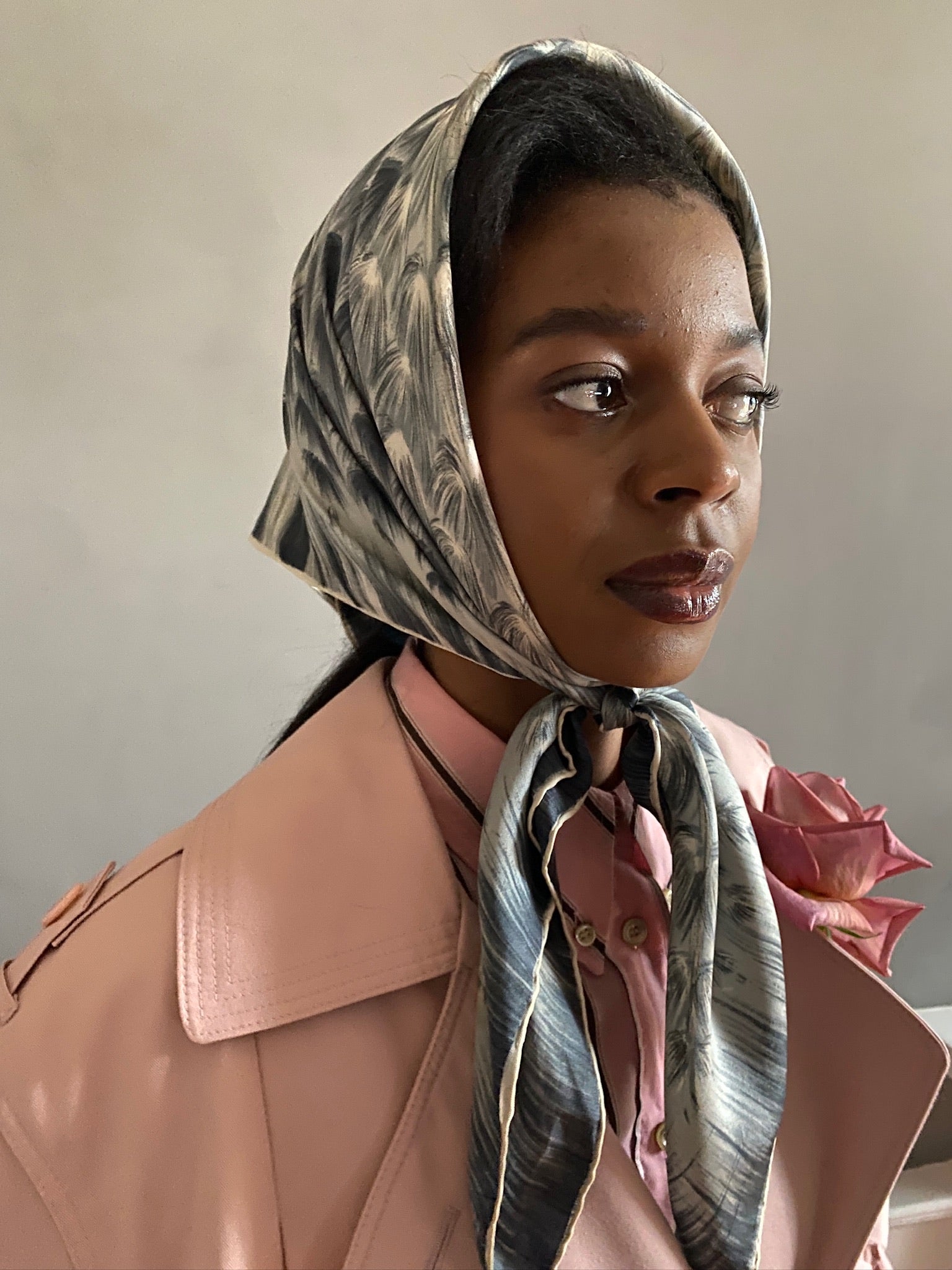 Vintage silk printed headscarf