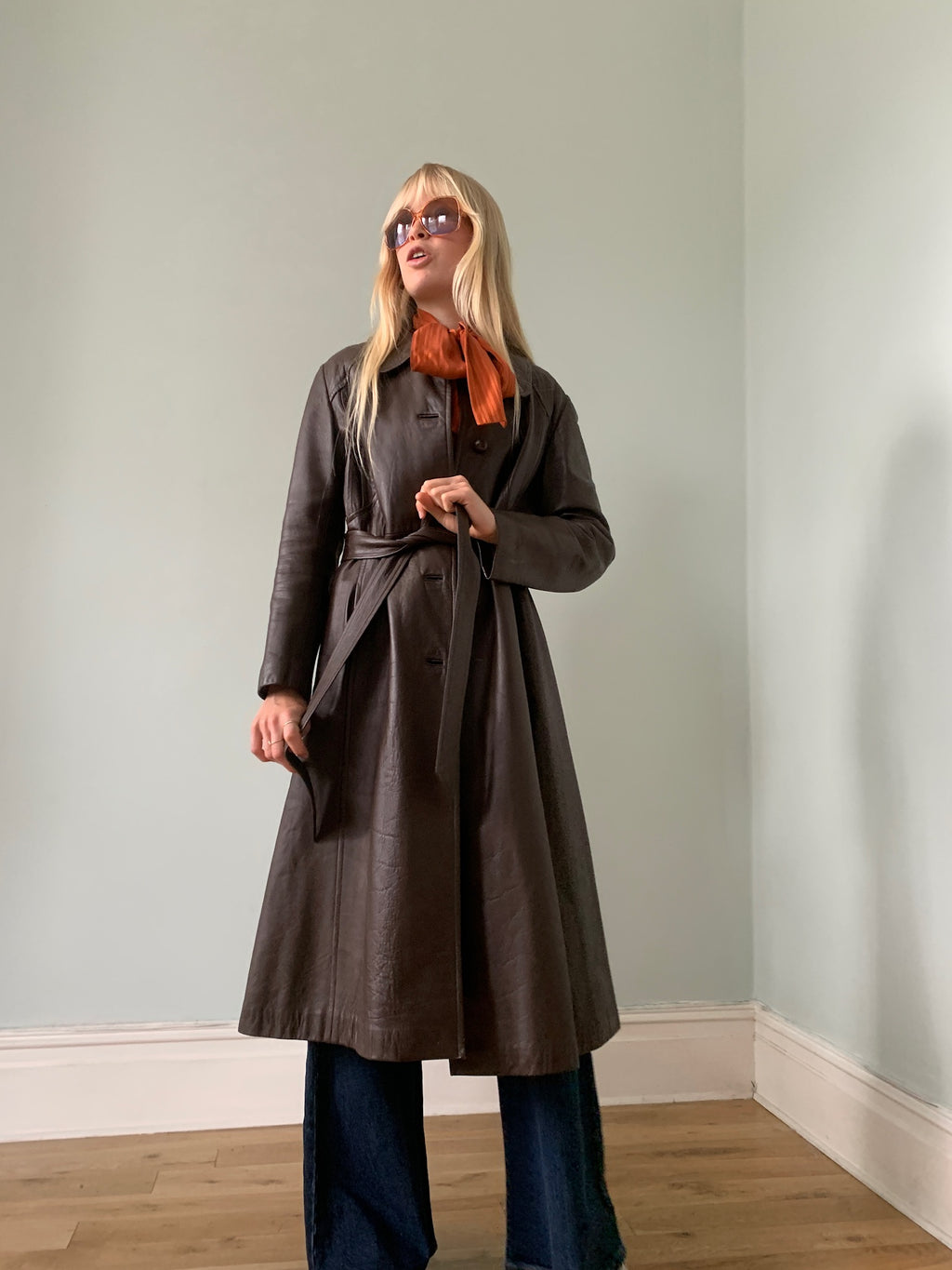 Vintage leather trench coat