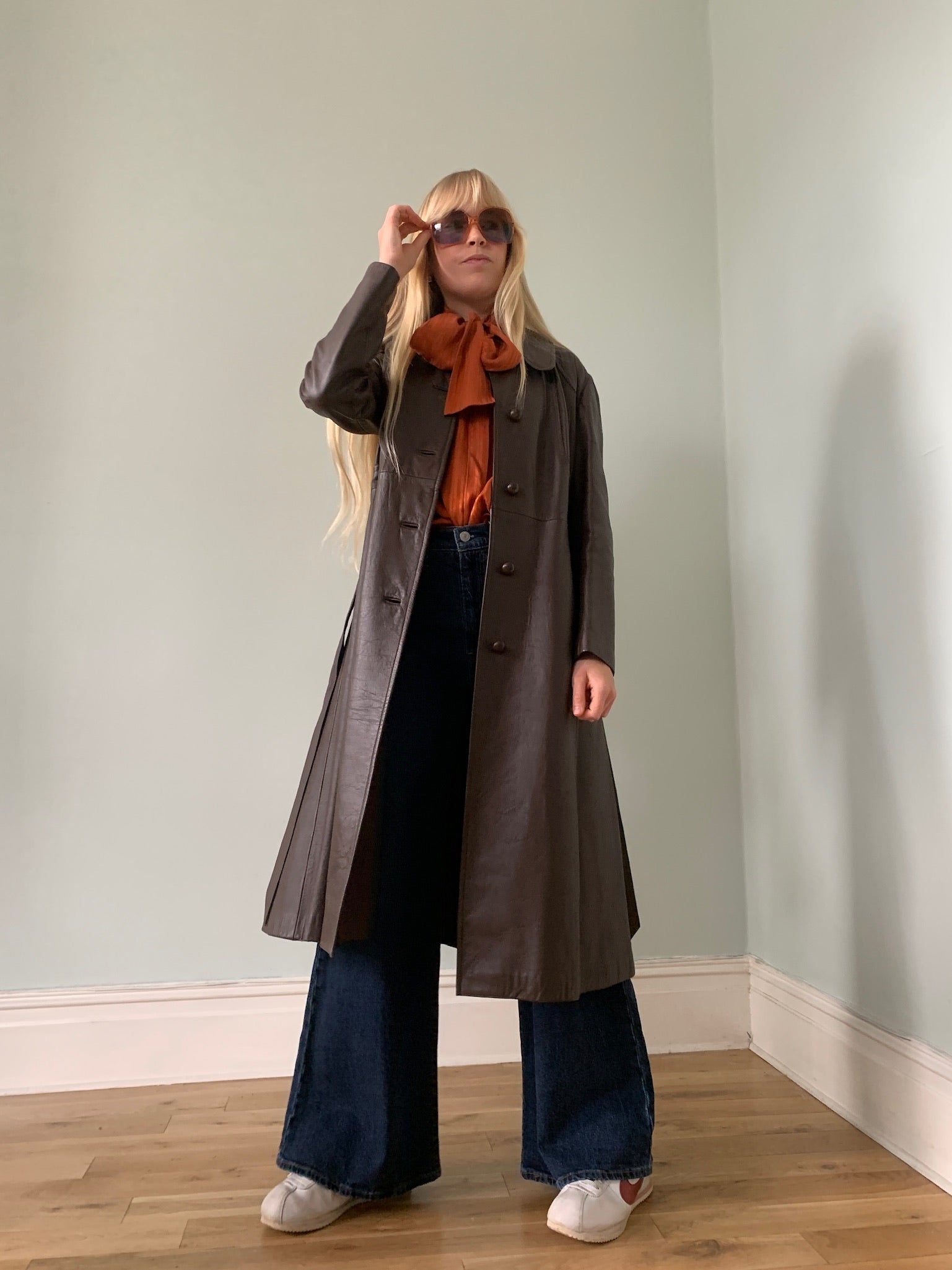 Vintage leather trench coat