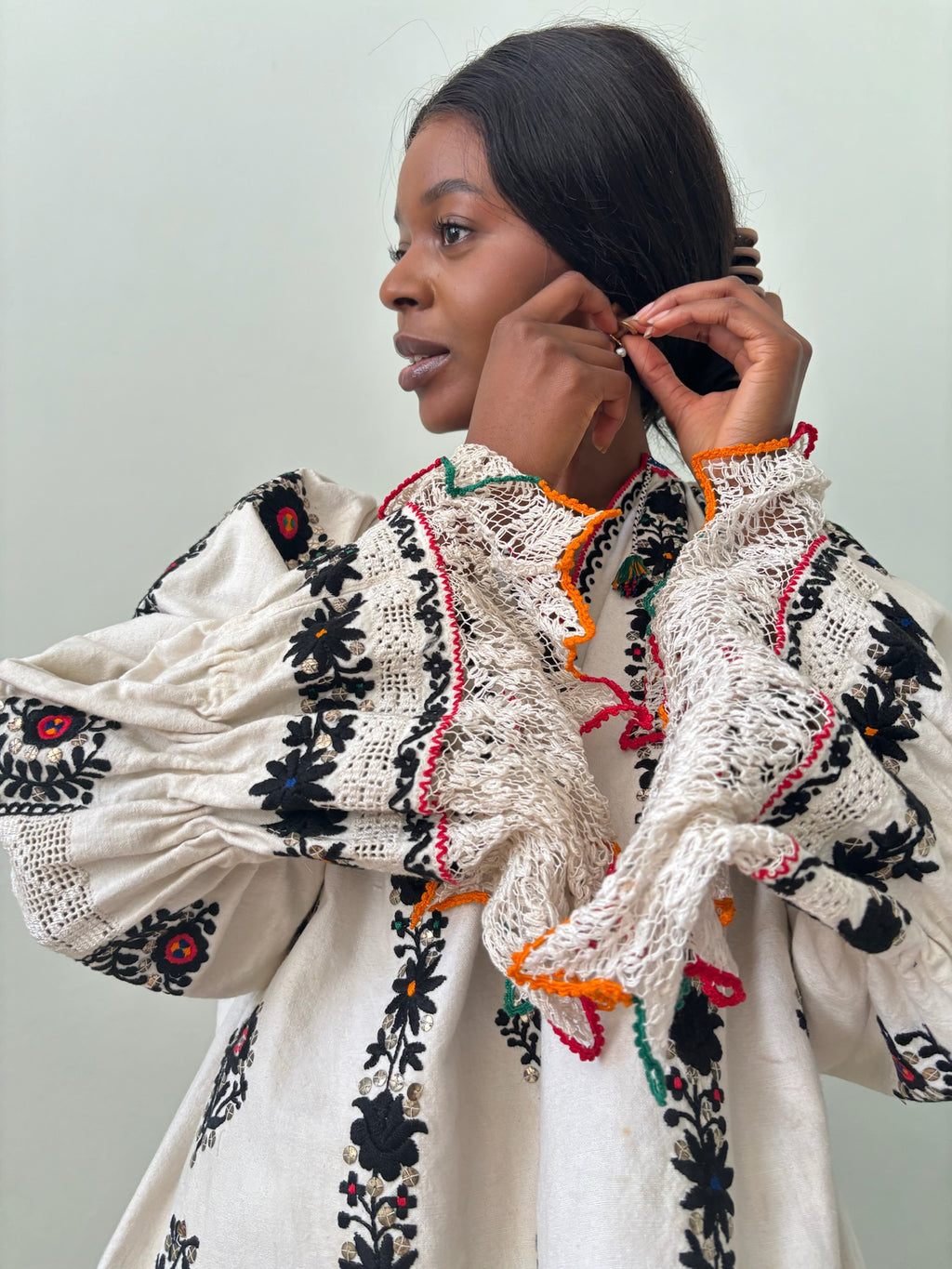 Vintage 1940's hand-embroidered Serbian blouse