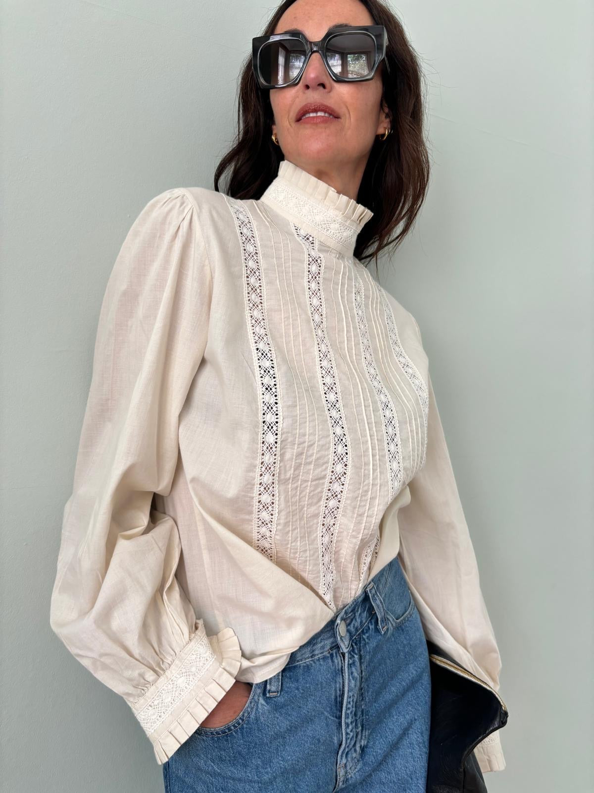 Laura Ashley cotton & lace blouse