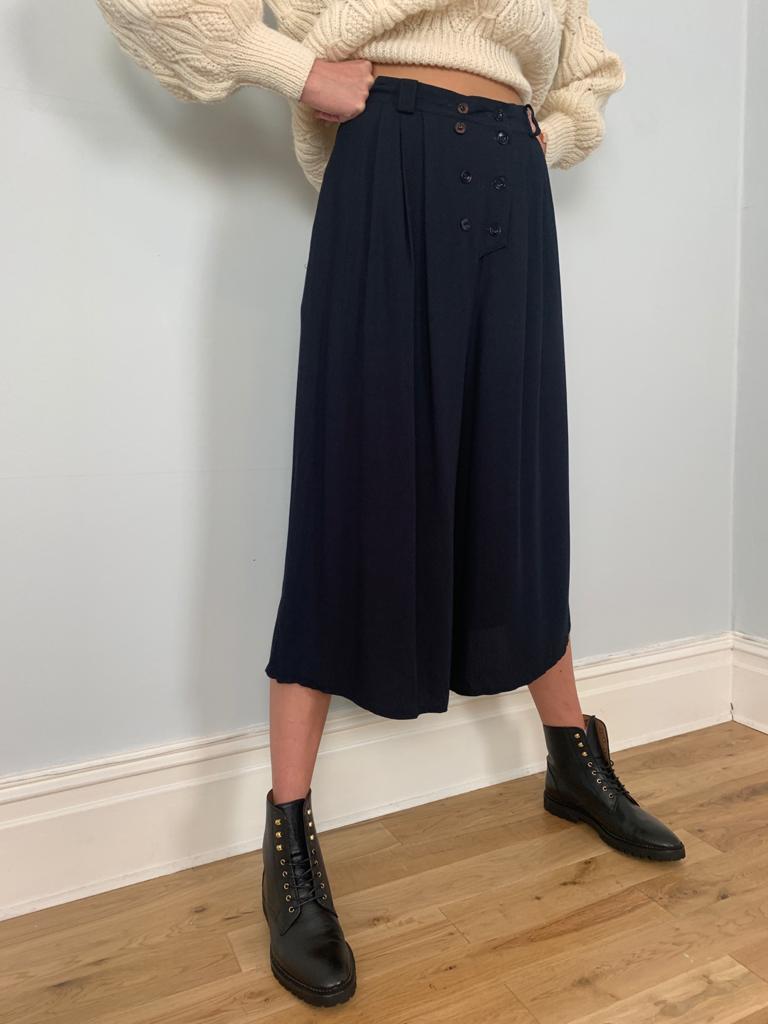 Vintage 1980s button front crepe culottes