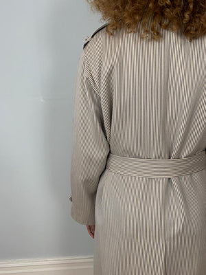 Christian Dior 1980's lightweight stripe wool mix trench coat