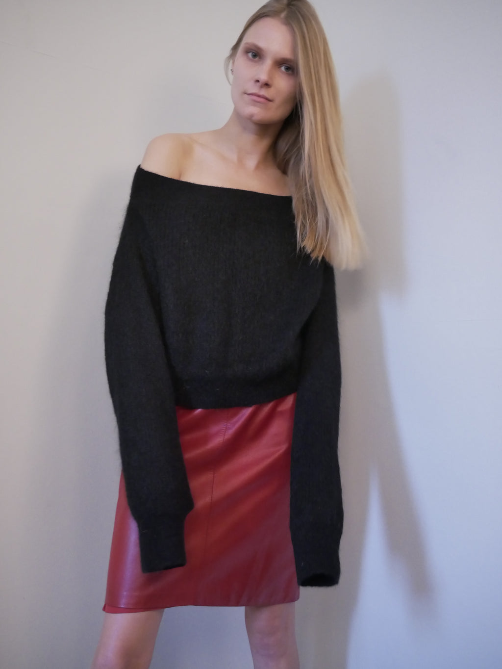 Loewe 1980's leather pencil skirt