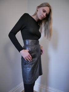 Chanel pre-loved leather skirt