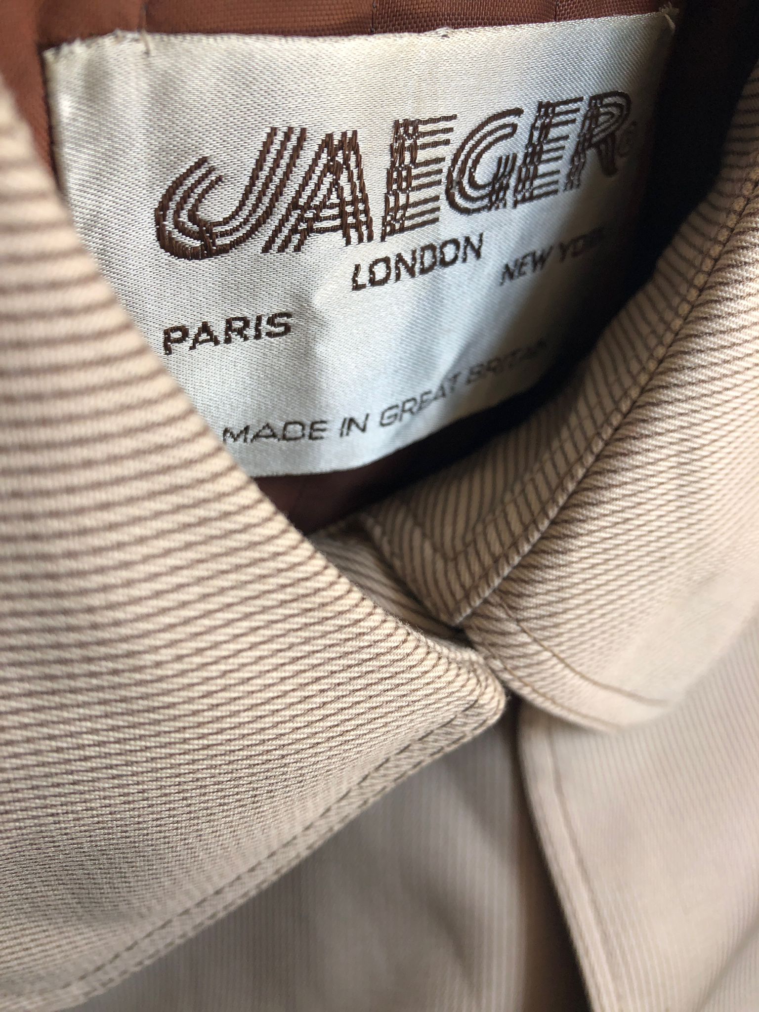 Vintage Jaeger London soft stripe trench coat