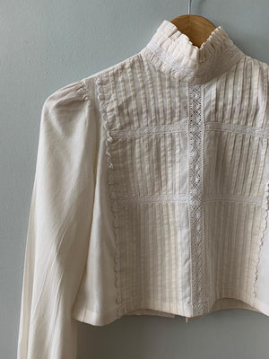 Cropped Laura Ashley 1970's cotton Edwardian style blouse