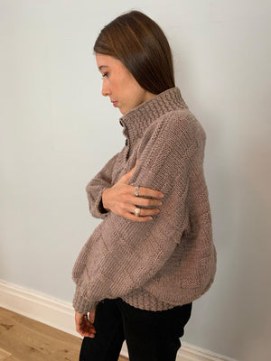 Vintage 1980's chunky knitted cardigan - taupe