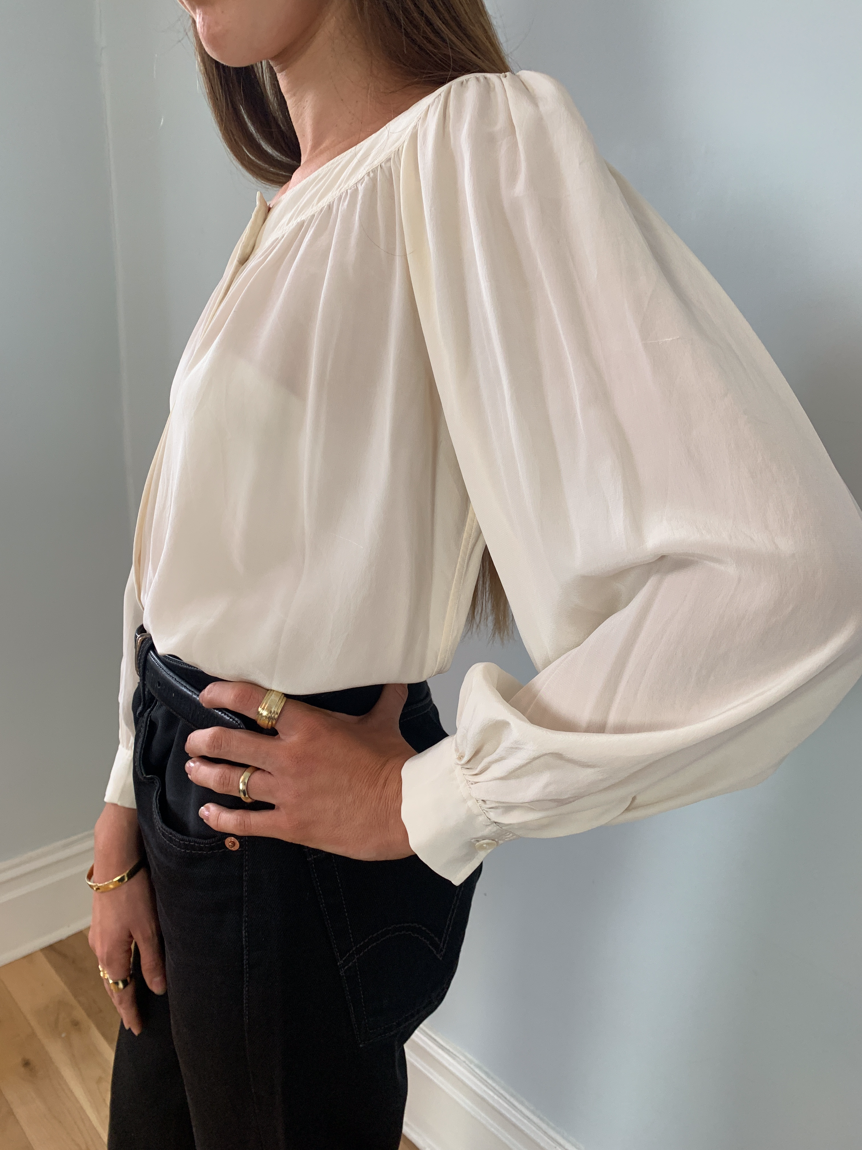 Saint Laurent YSL 1980's silk crepe blouse