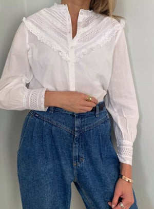 Vintage 1970's cotton Edwardian style blouse