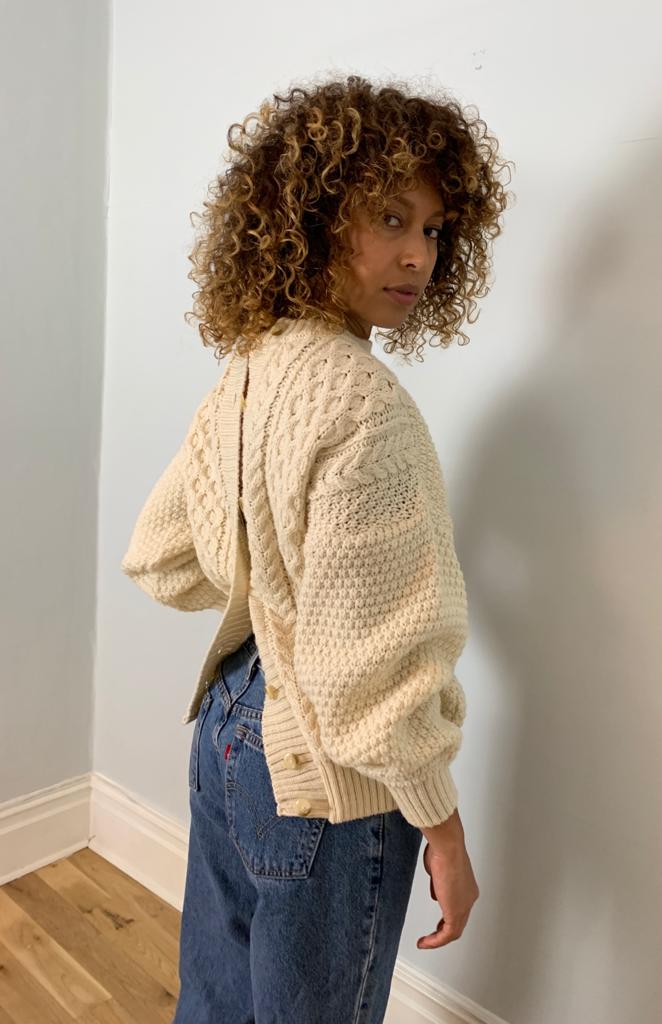 Minister chunky hand knitted Aran cardigan – - Main Image