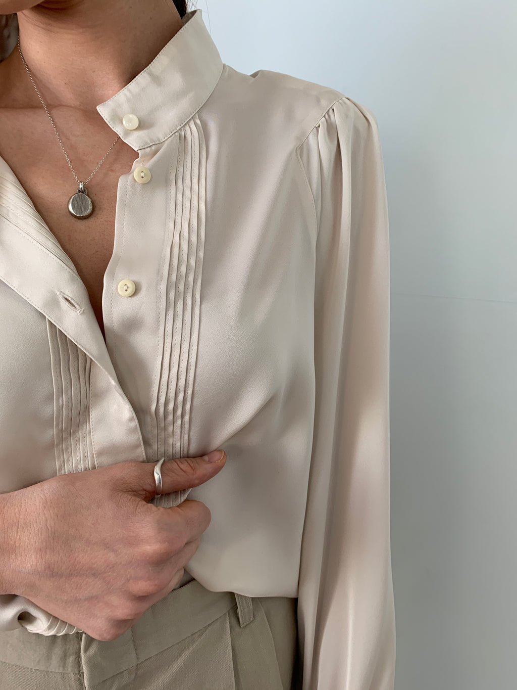 Stokin silk vintage blouse with shoulder details