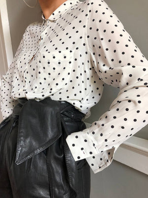 Pre-loved silk polka dot spot blouse