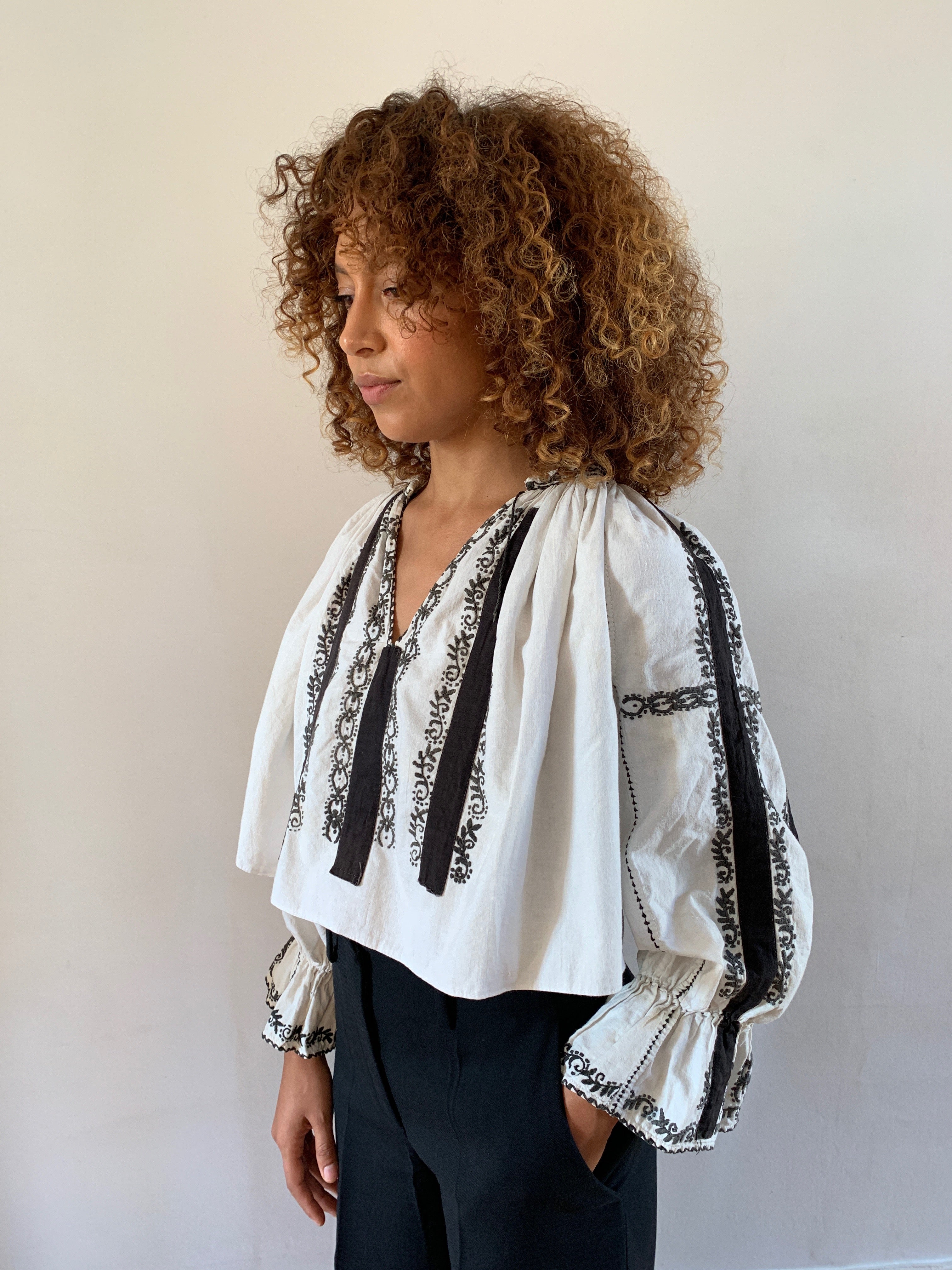Vintage 1940's  hand-embroidered Romanian blouse