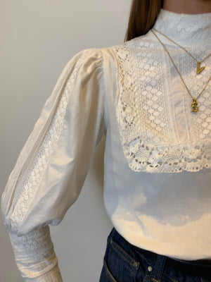Laura Ashley vintage lace panel Edwardian style blouse