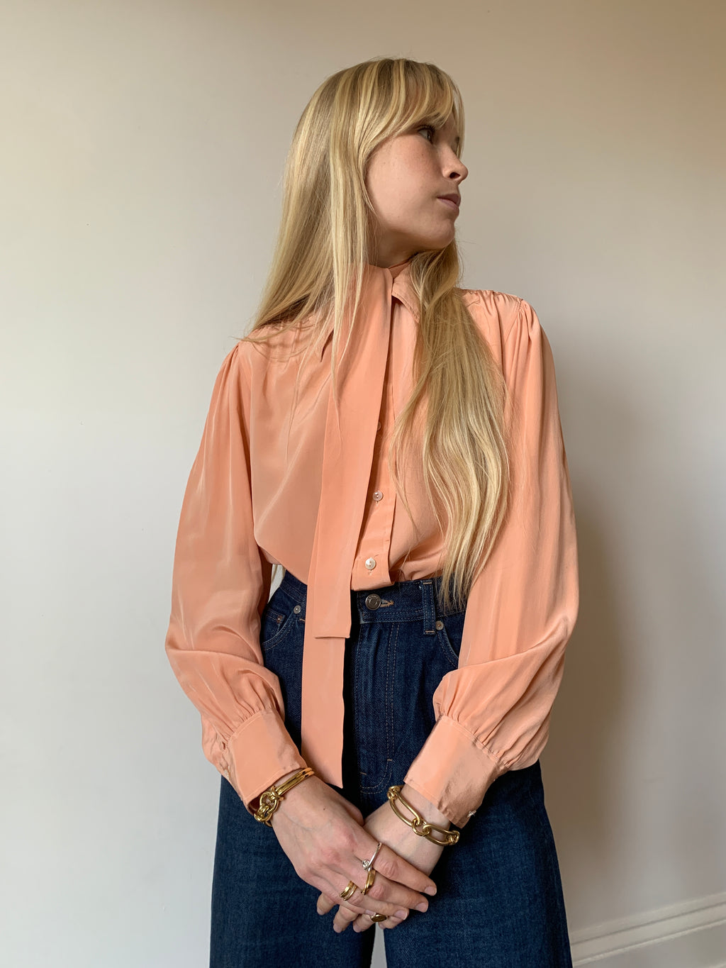 Vintage 70s silk Yves Saint Laurent blouse