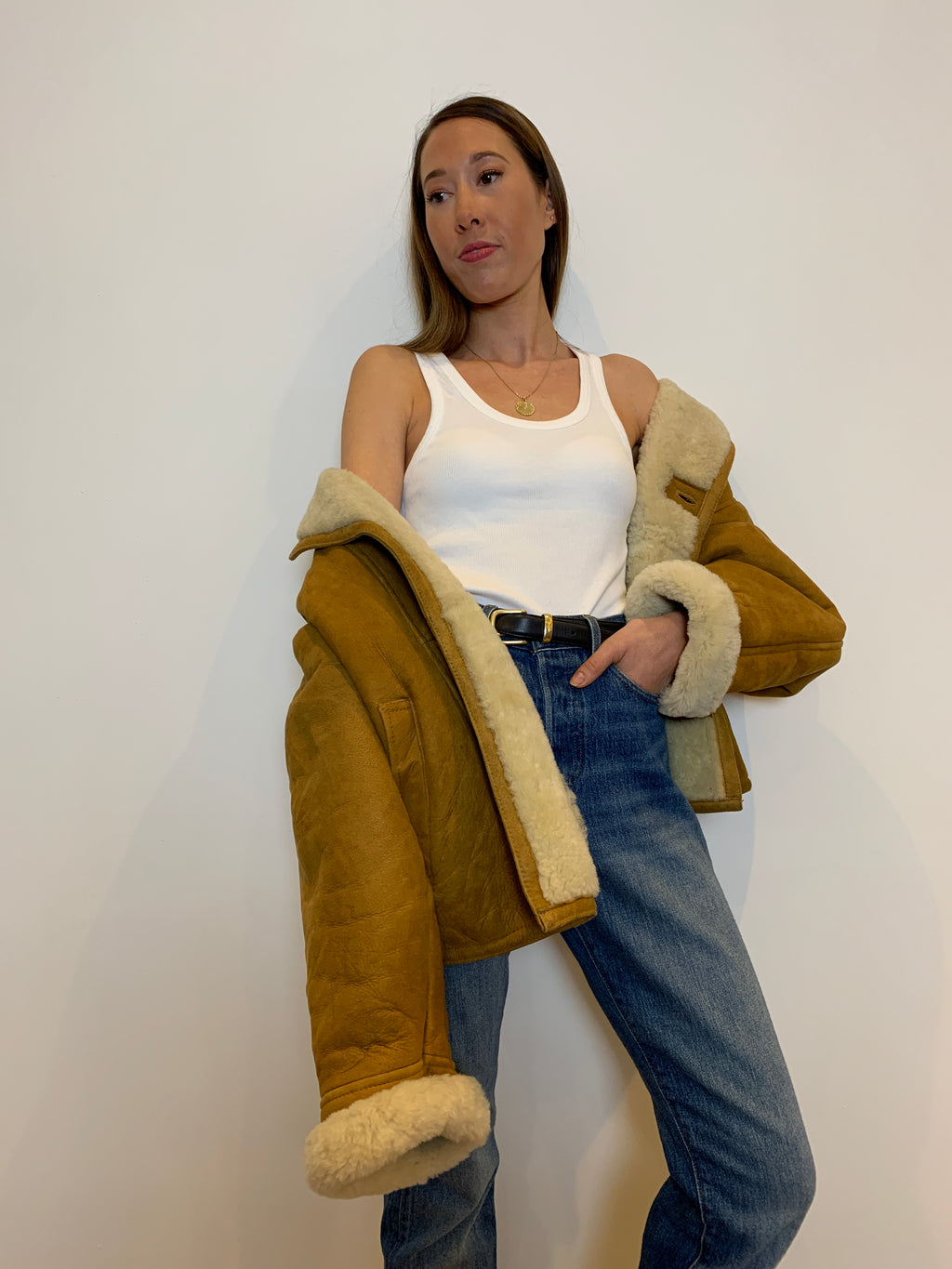 Vintage shearling sheepskin coat
