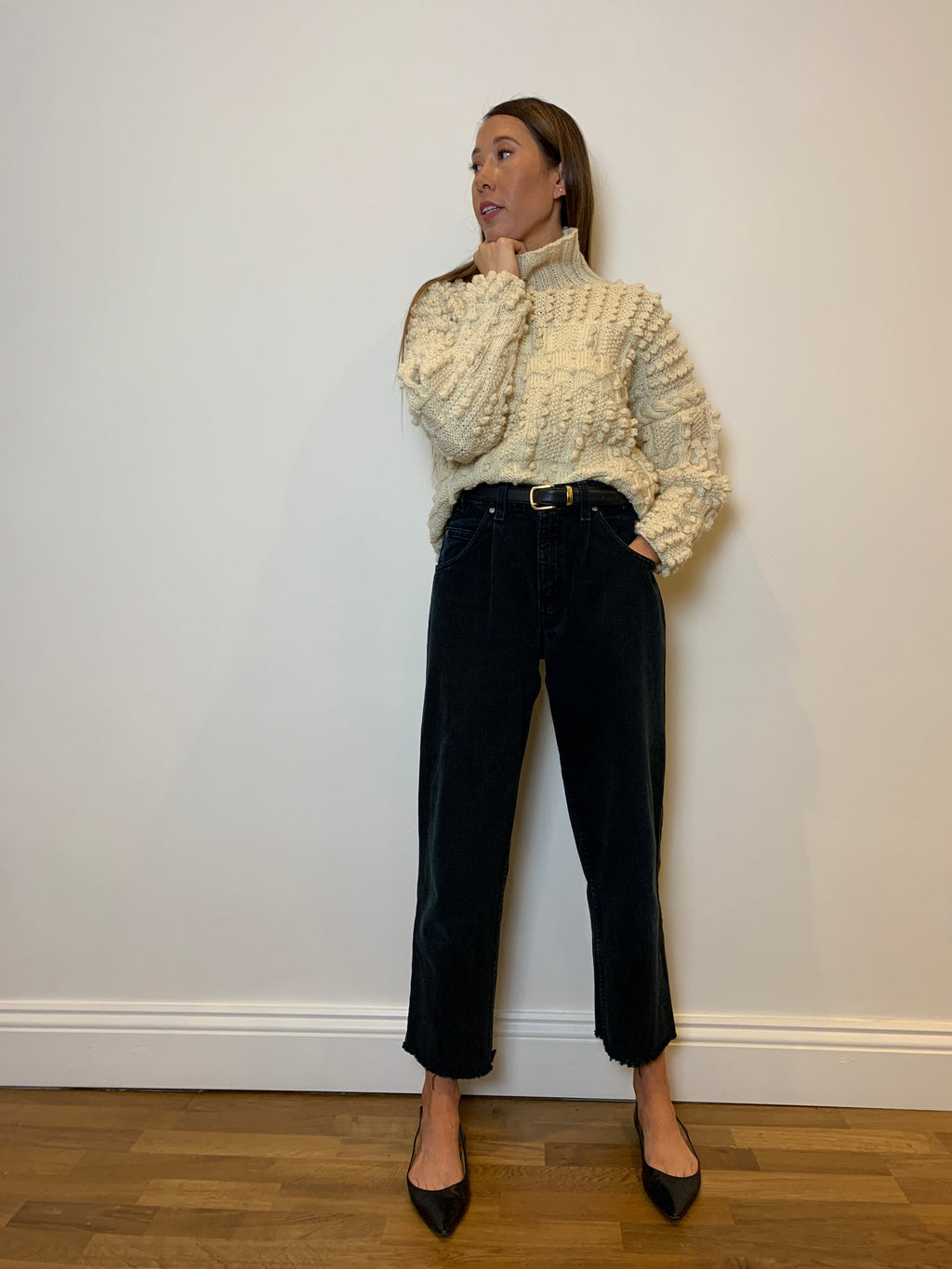 Vintage hand knitted popcorn knit jumper