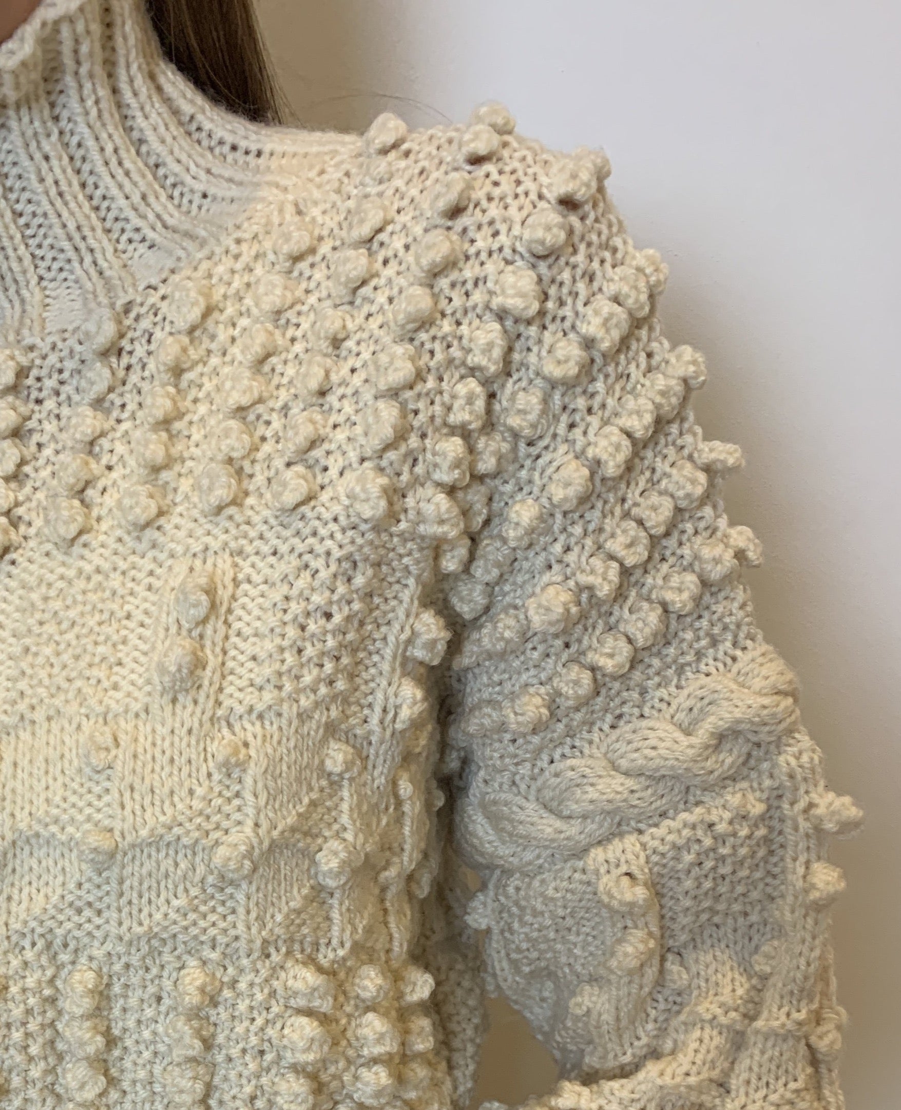 Vintage hand knitted popcorn knit jumper