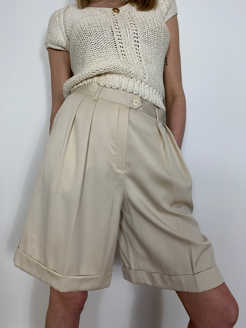 Vintage Escada pleat front wool shorts