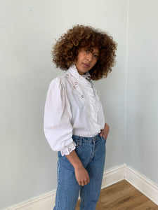 Vintage 1980s embroidery anglaise blouse