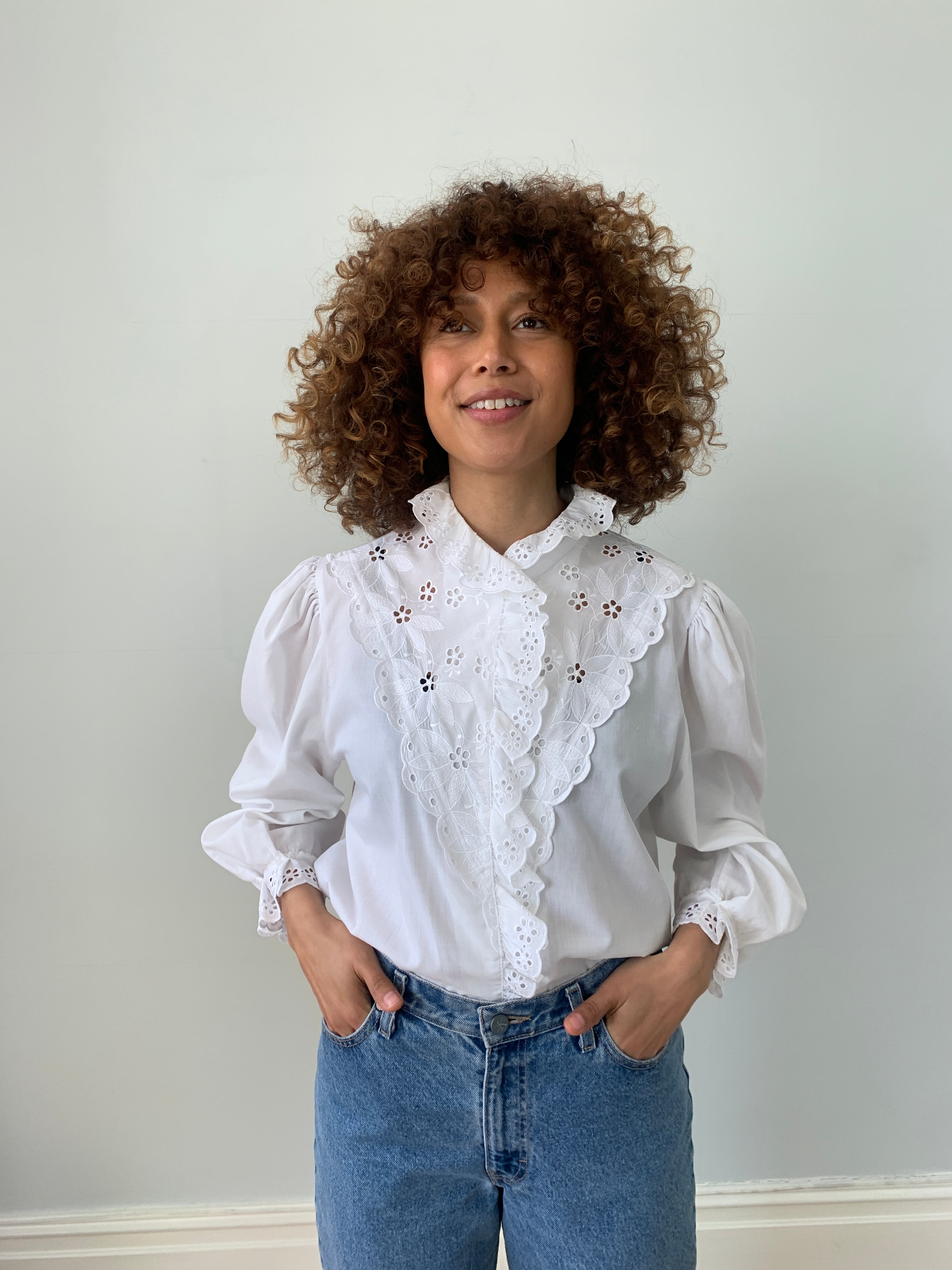 Vintage 1980s embroidery anglaise blouse